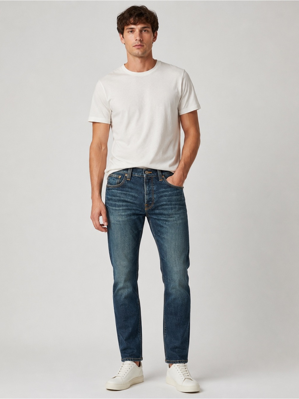 Straight Leg Jeans Nudie Jeans Co. Average Joe W32 Dark Wash Organic Denim